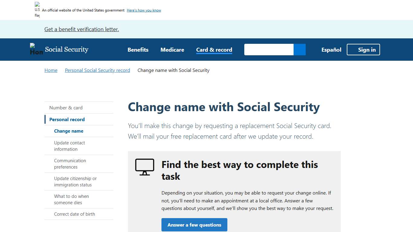 Change name with Social Security | SSA